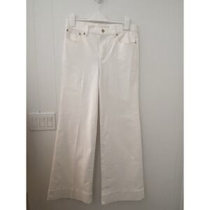 J.Crew 96 Denim Wide Leg Hi Rise Trouser Size Women's 29 Tall White Jeans